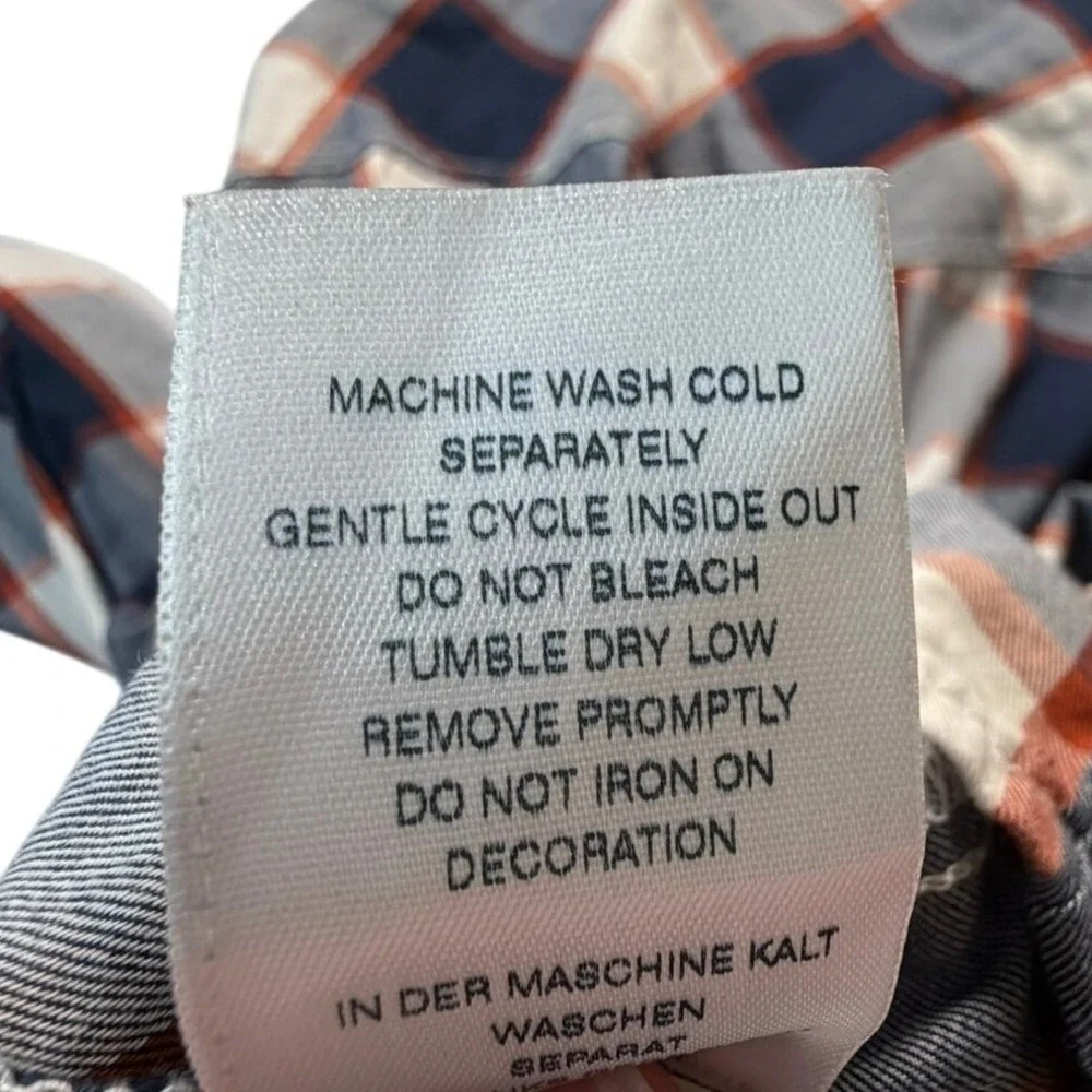 True Religion Cotton Flannel Shirt Mens 2XL Blue Orange Western Horseshoe Pocket